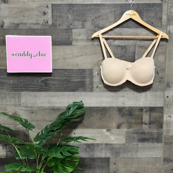 Victoria’s Secret PINK Wear Everywhere Multi-Way Push-Up Bra 36DD Beige EUC - Picture 3 of 6